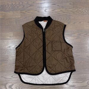Sears Black Ribbed Knit Vintage Quilted vest